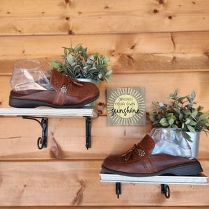 Duck Head 💜 Womens Brown Woven Leather Clog Mules Slide On Loafers Tassels 7.5M